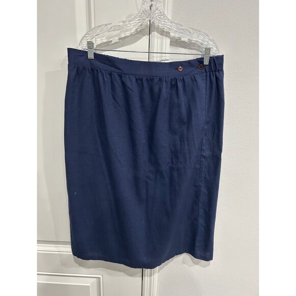 Vintage Lady 12 West Blue 2 Piece Shirt Skirt Set Blue Plus Size Retro Classic - Picture 8 of 16